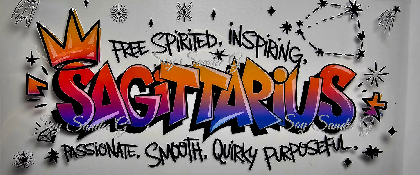 Graffiti Sagittarius - UVDTF Wrap for cups/hard surfaces sticker