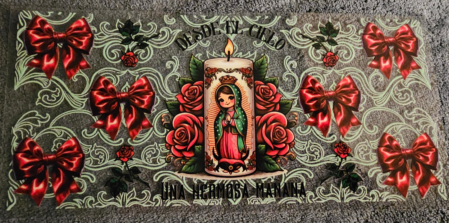 Virgen de Guadalupe Candle - UVDTF Wrap for cups/hard surfaces sticker
