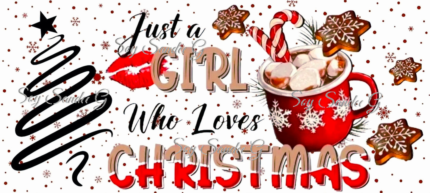 Just a Girl who Loves Christmas - UVDTF Wrap for cups/hard surfaces sticker