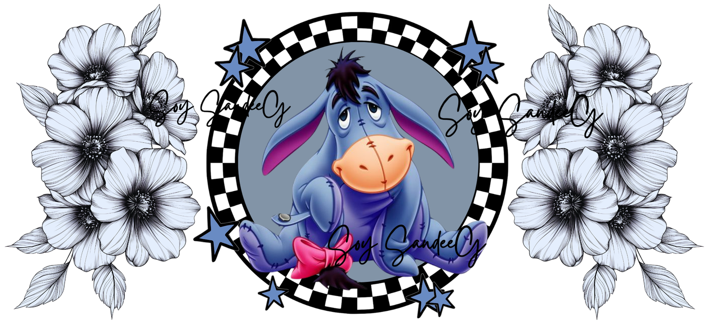 Checkered Eeyore - UVDTF wrap for cups/hard surfaces sticker