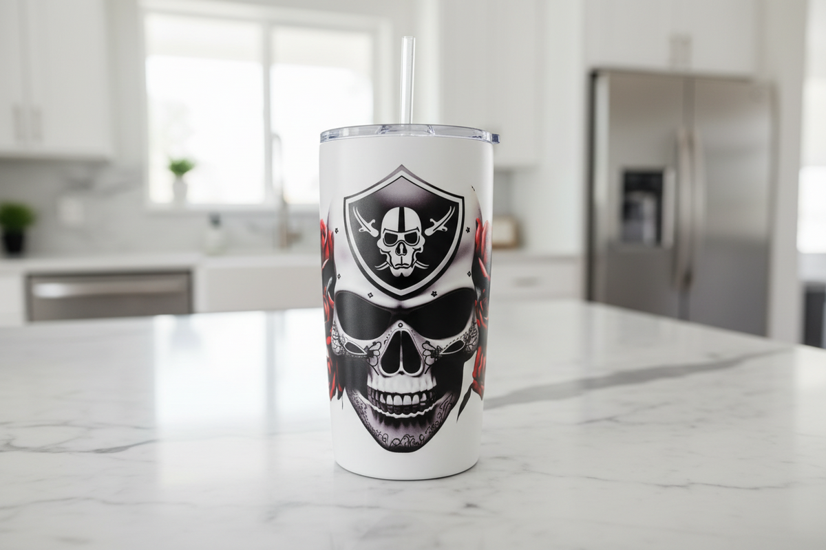Black with Red Roses Skull - UVDTF Decal for cups/hard surfaces sticker