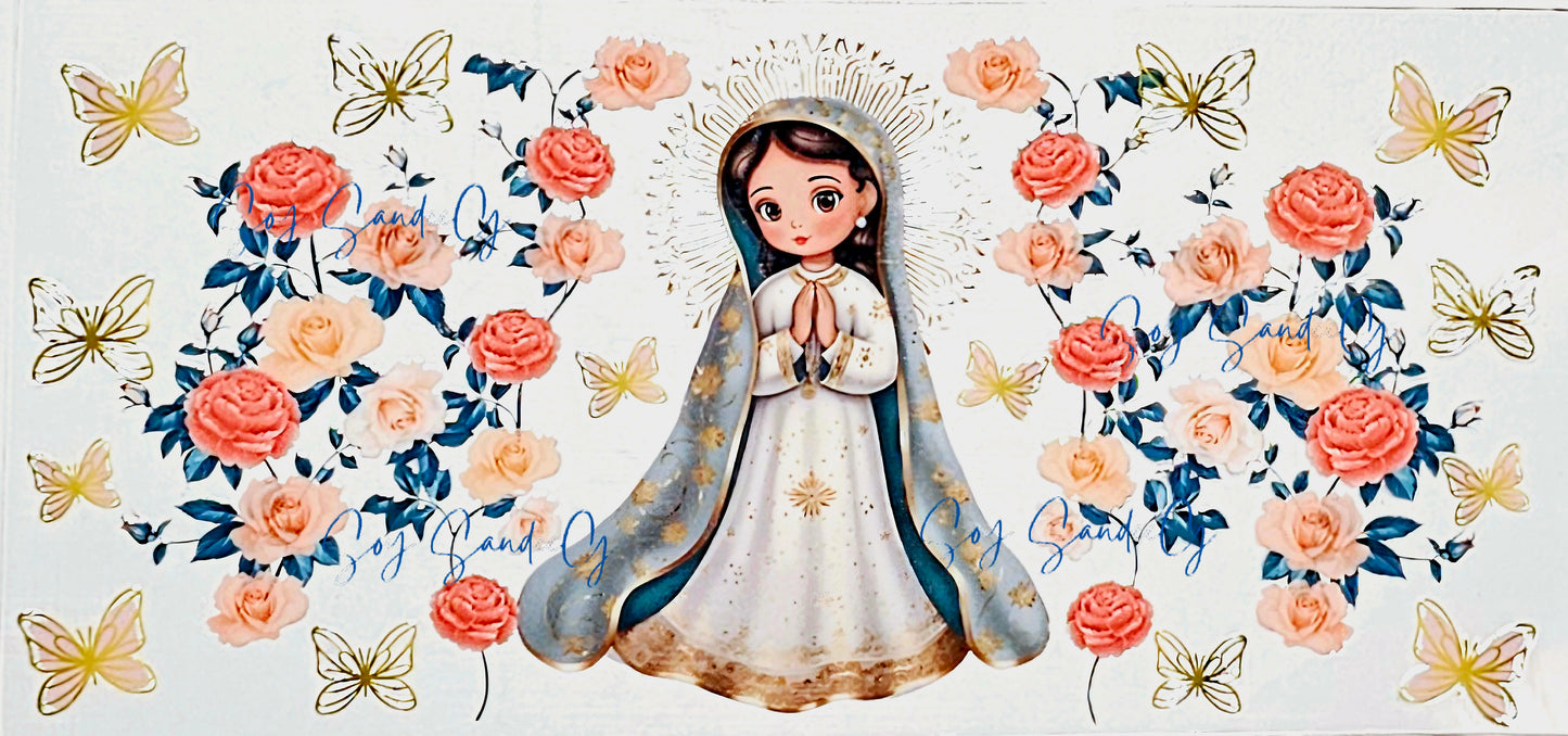 Virgen de Guadalupe White Dress- UVDTF Wrap for cups/hard surfaces sticker