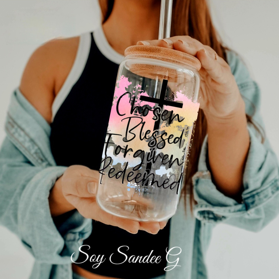 Chosen, Blessed, Forgiven, Redeemed - UVDTF Decal for cups/hard surfaces sticker