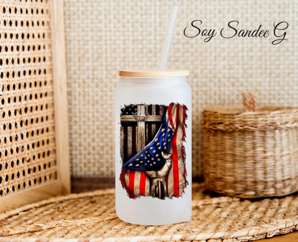 Patriotic Flag & Cross - UVDTF Decal for cups/hard surfaces sticker