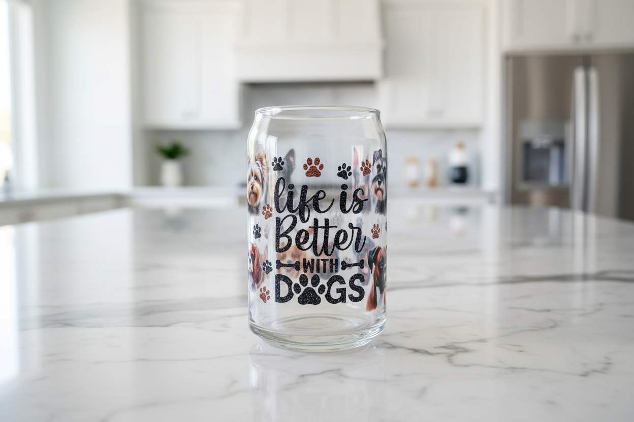 Life is Better with Dogs #8 - UVDTF Wrap for cups/hard surfaces sticker