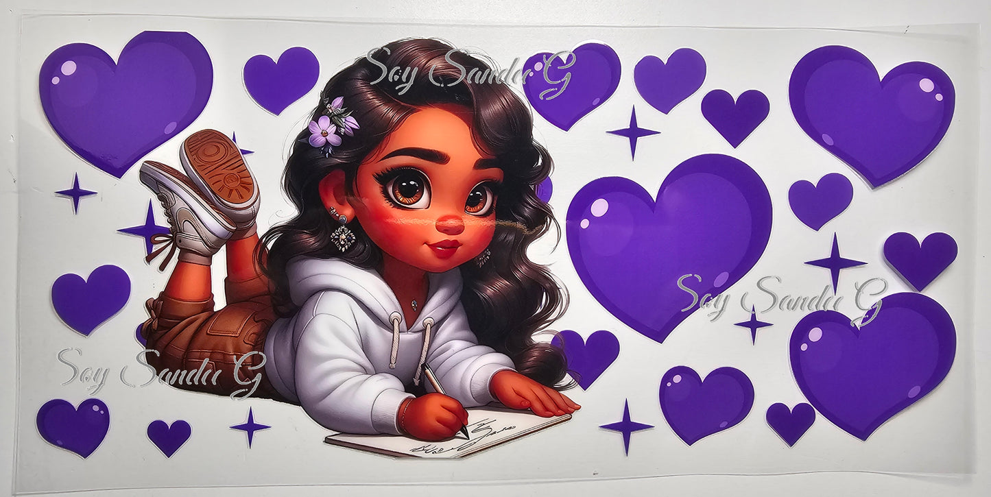 Purple Writing Cutie - UVDTF Wrap for cups/hard surfaces sticker