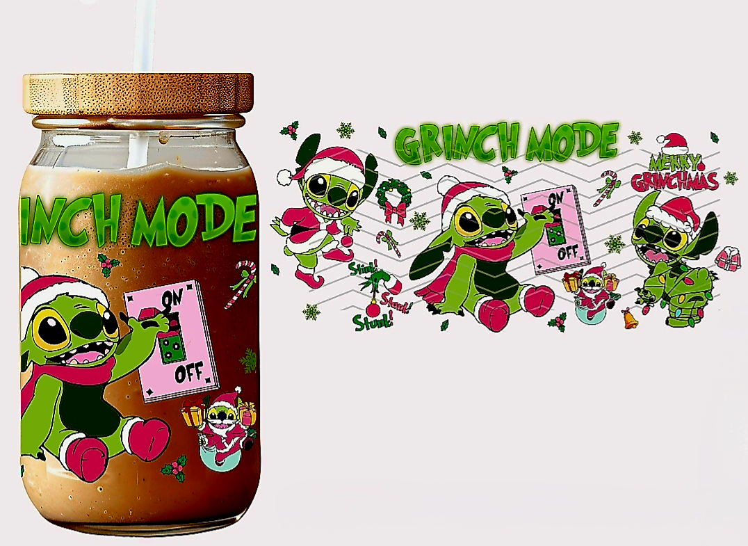 Modo de puntada de Grinch en envoltura UVDTF