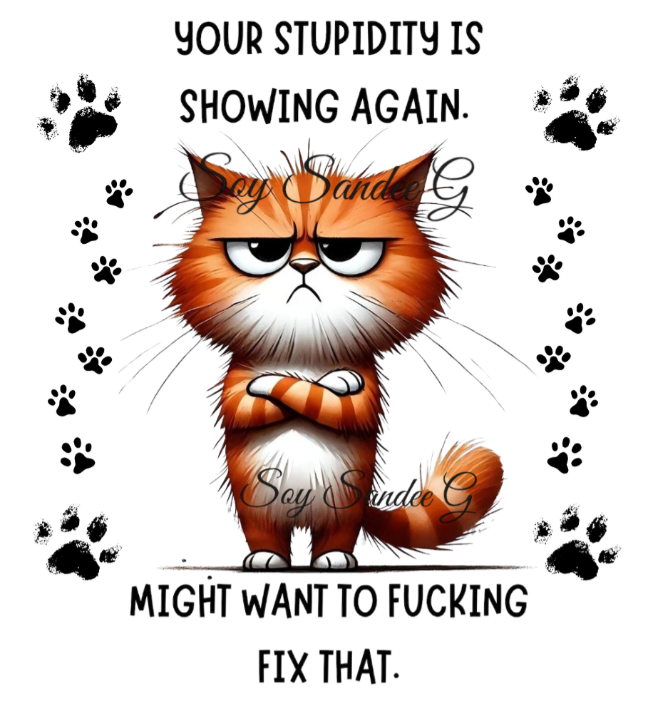 Your Stupidity is Showing Again Cat - UVDTF Decal for cups/hard surfaces sticker