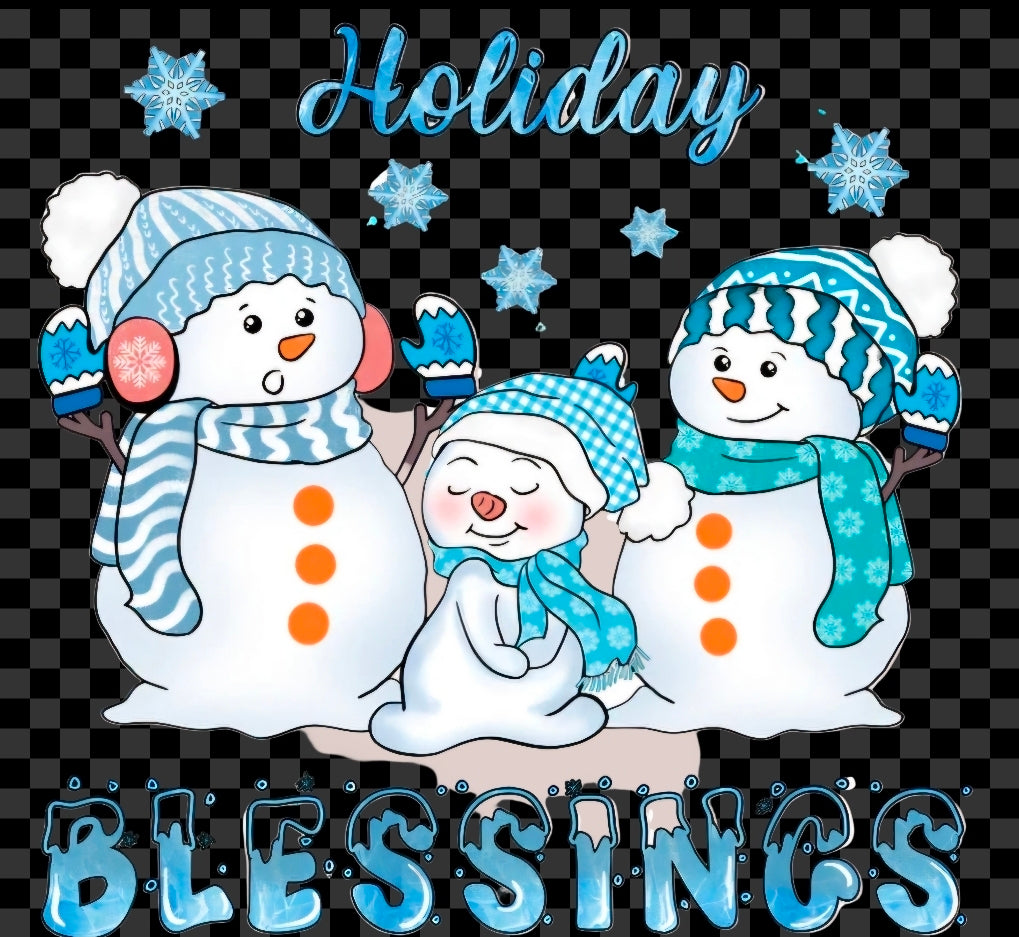 Holiday Blessings Snowmen - UVDTF Decal for cups/hard surfaces sticker