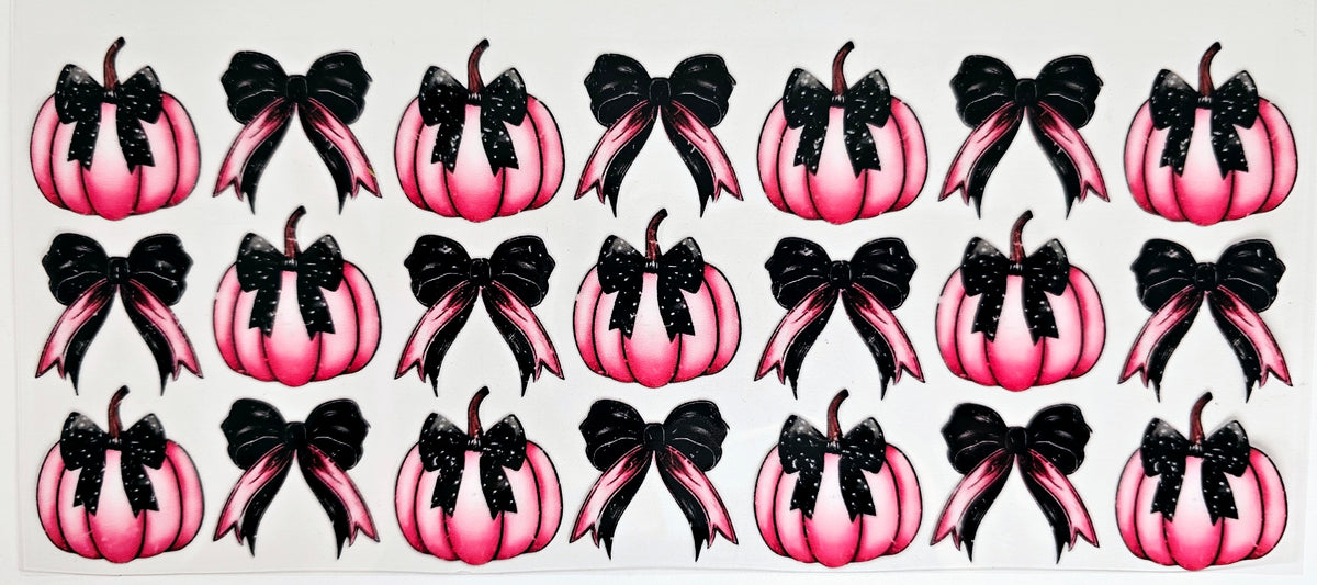 Pink Pumpkins & Bows - UVDTF Wrap for cups/hard surfaces sticker
