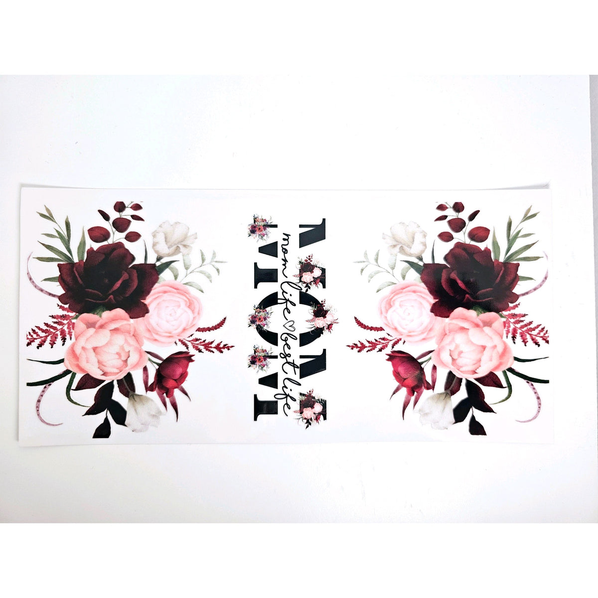 Mom Pink & Red Rose - UVDTF Wrap for cups/hard surfaces sticker