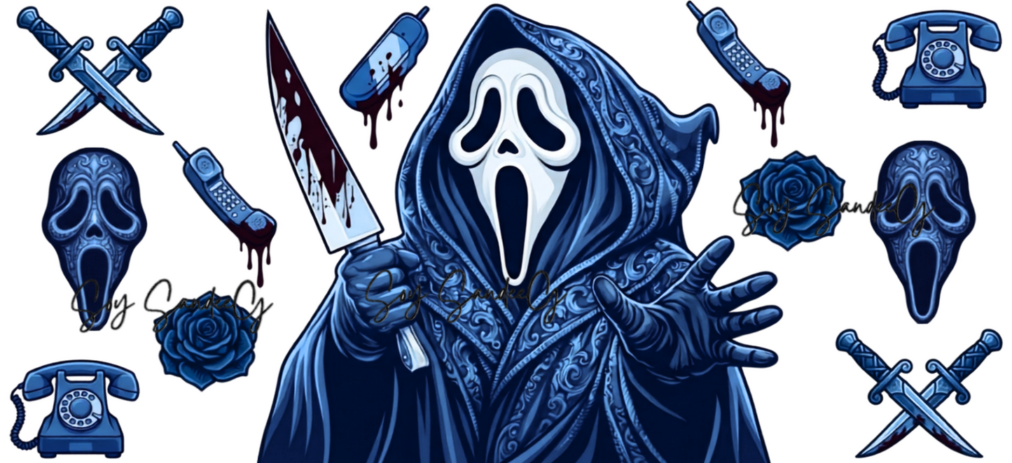 Blue Ghostface - UVDTF Wrap for cups/hard surfaces sticker