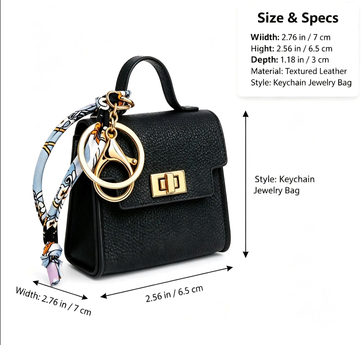 Mini Square Keychain Bag Accessory