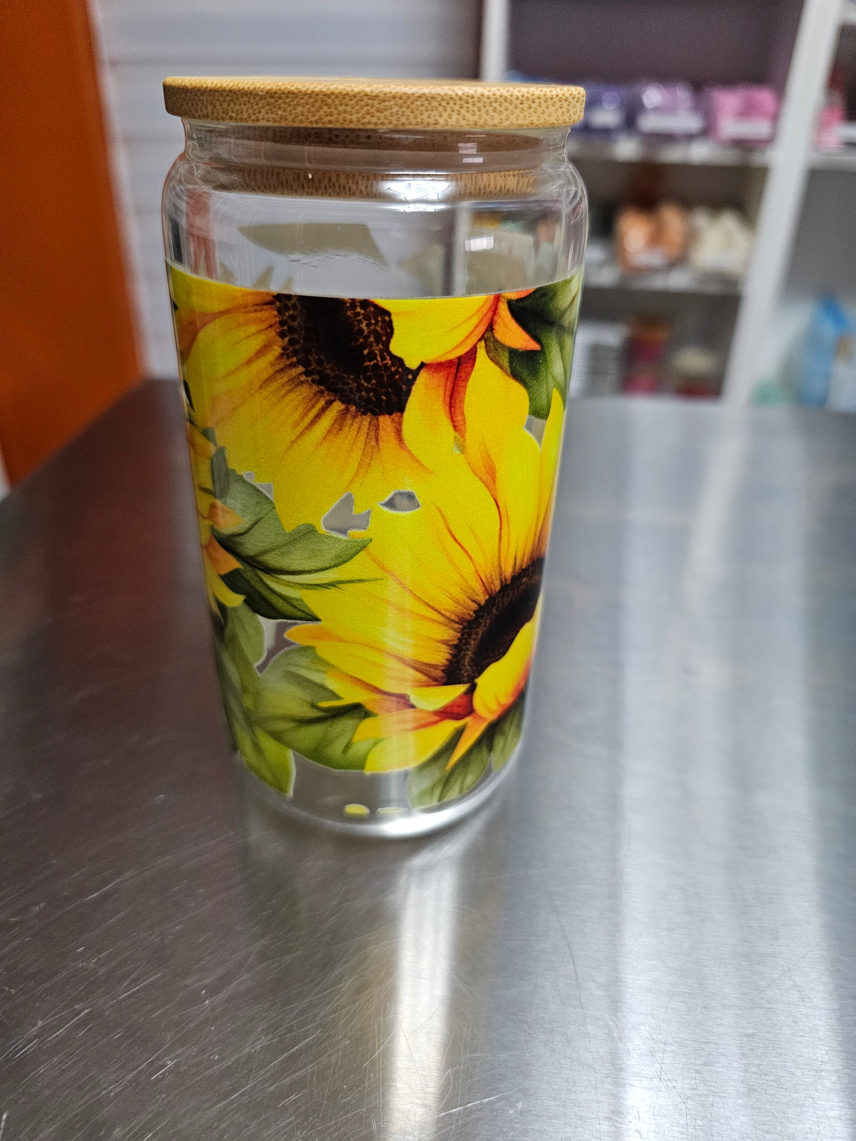 Ready to Ship - 16 oz Glass Cup with Plastic Straw - Premade cup