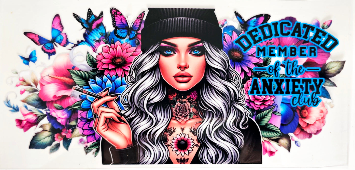 Dedicated Member of the Anxiety Club - UVDTF Wrap for cups/hard surfaces sticker