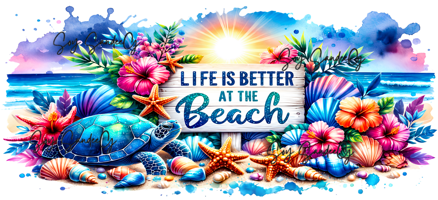 Life is Better at the Beach Turtle - UVDTF Wrap for cups/hard surfaces sticker