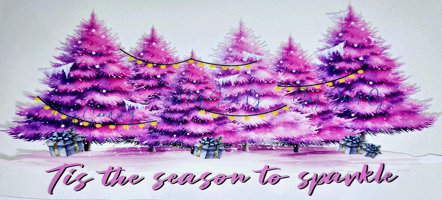 Tis the Season Pink Christmas Trees - UVDTF Wrap for cups/hard surfaces sticker