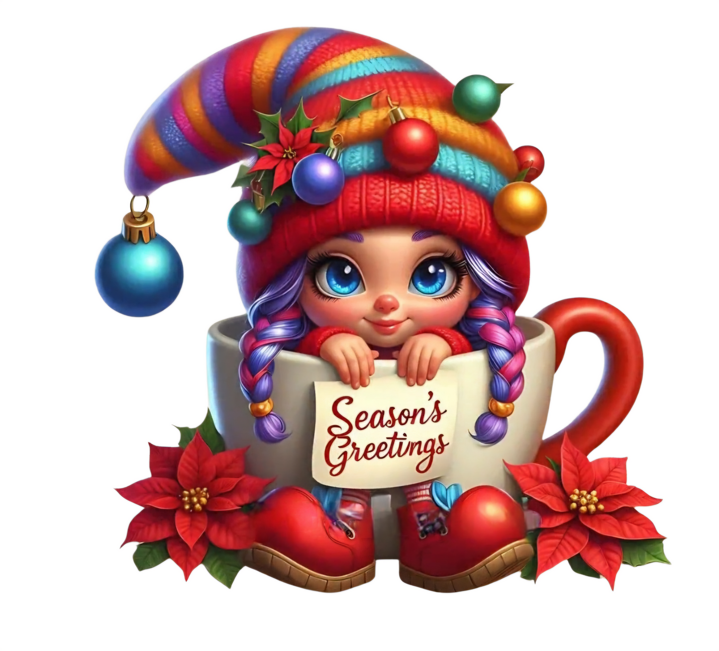 Elf in a Christmas Mug #3 - UVDTF Decal for cups/hard surfaces sticker