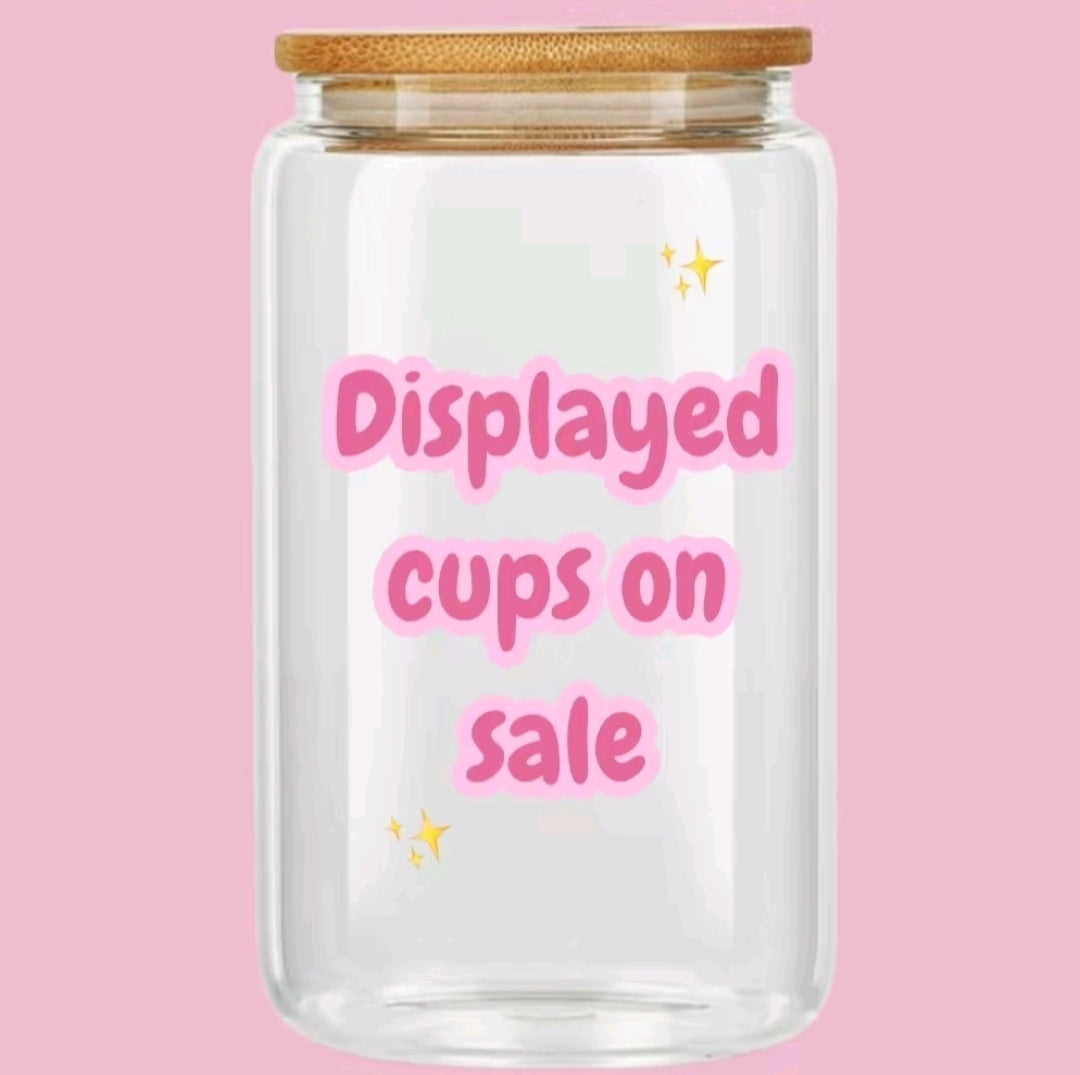 Ready to Ship - 16 oz Glass Cup with Plastic Straw - Premade cup