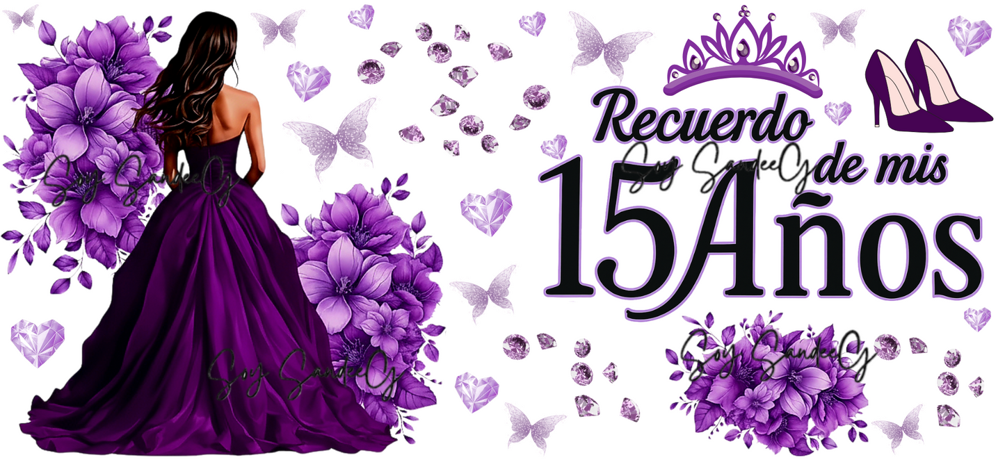 Mis Quince Dark Purple - UVDTF Wrap for cups/hard surfaces sticker