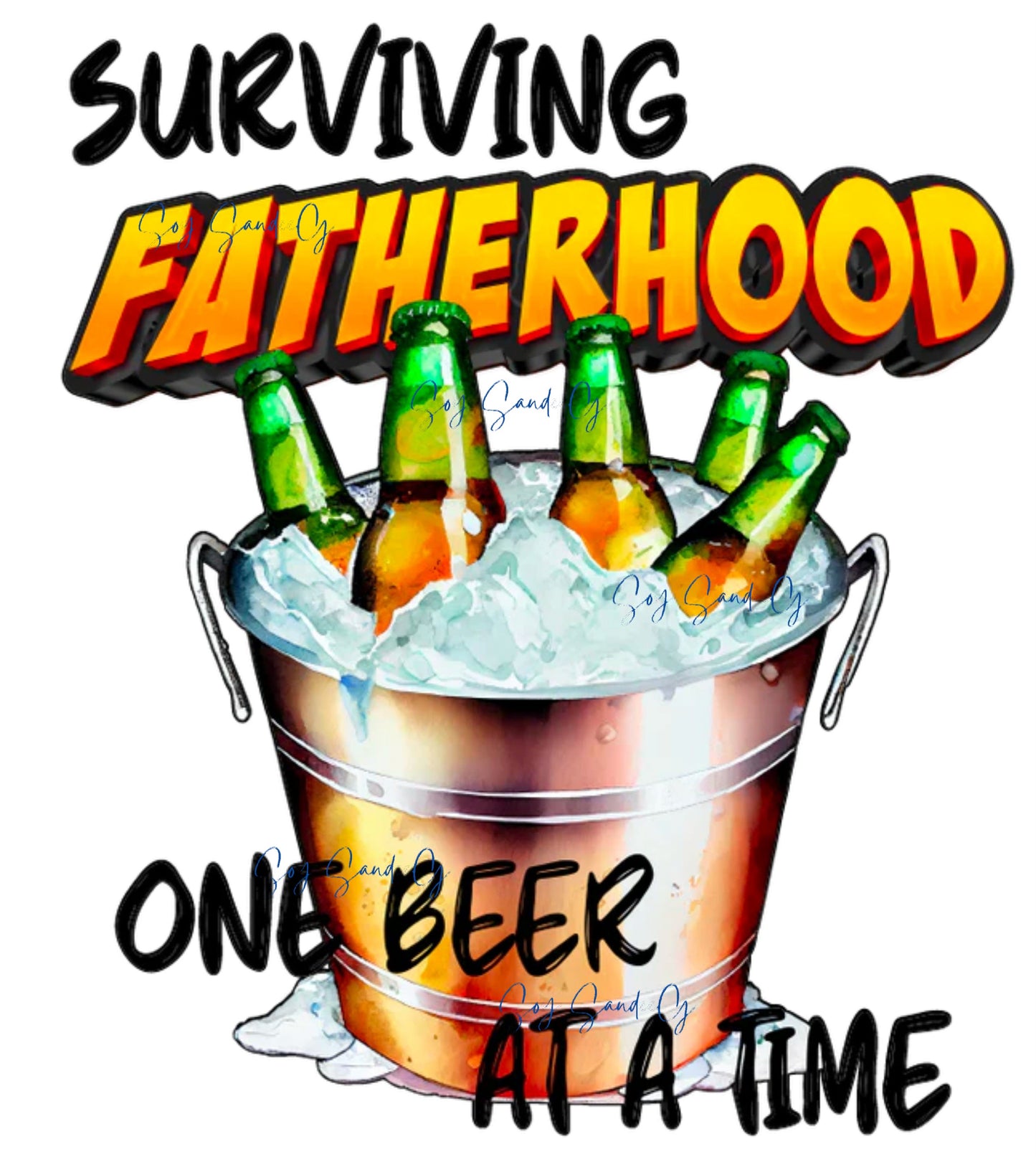 Sobreviviendo a la paternidad una cerveza a la vez Calcomanía UVDTF