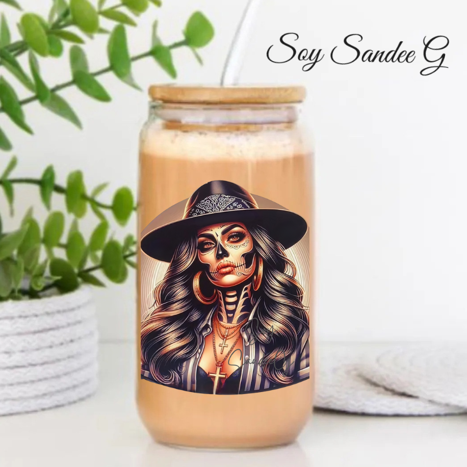 Sexy Skully with her Hat - UVDTF Decal for cups/hard surfaces sticker