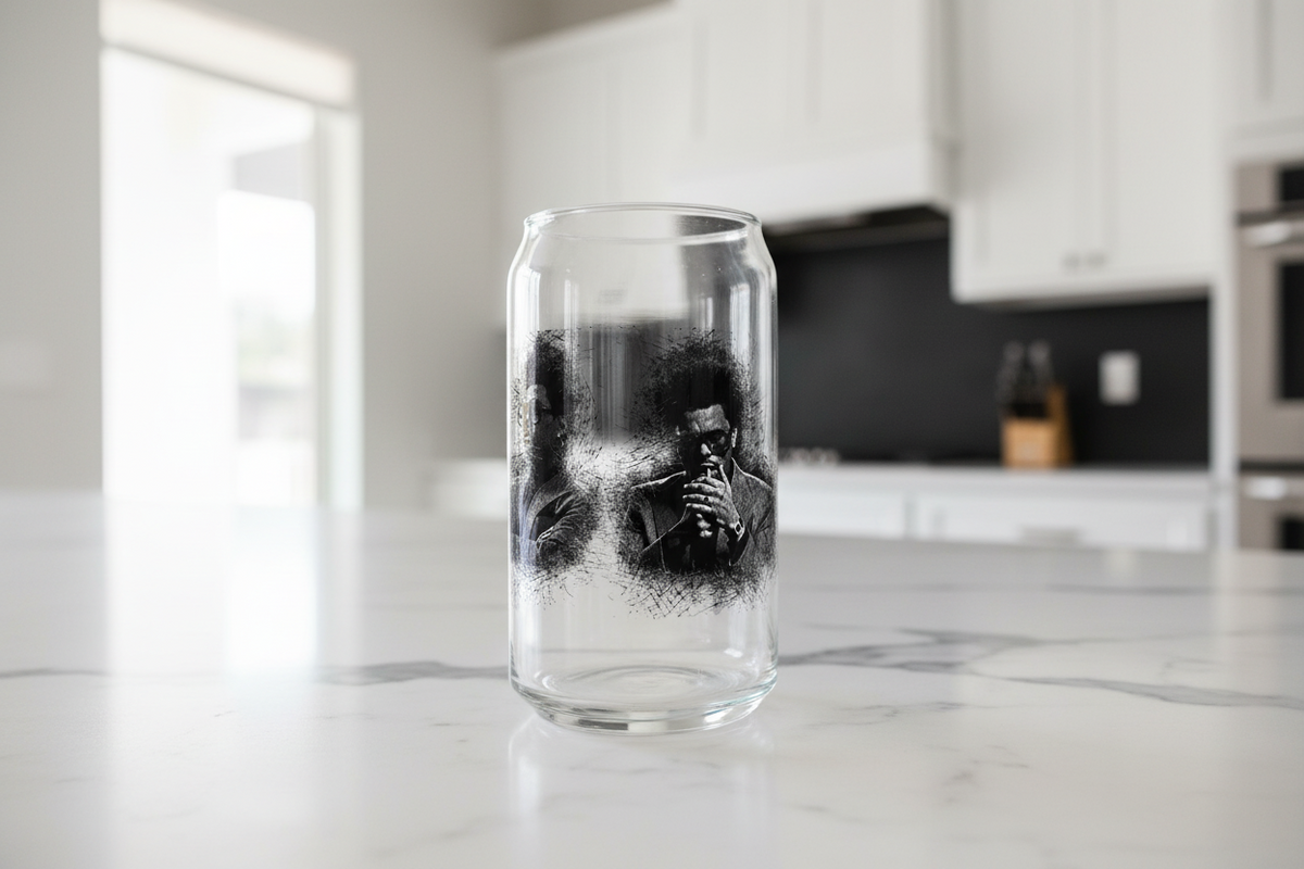 Weeknd - 16 oz Glass Cup with plastic straw