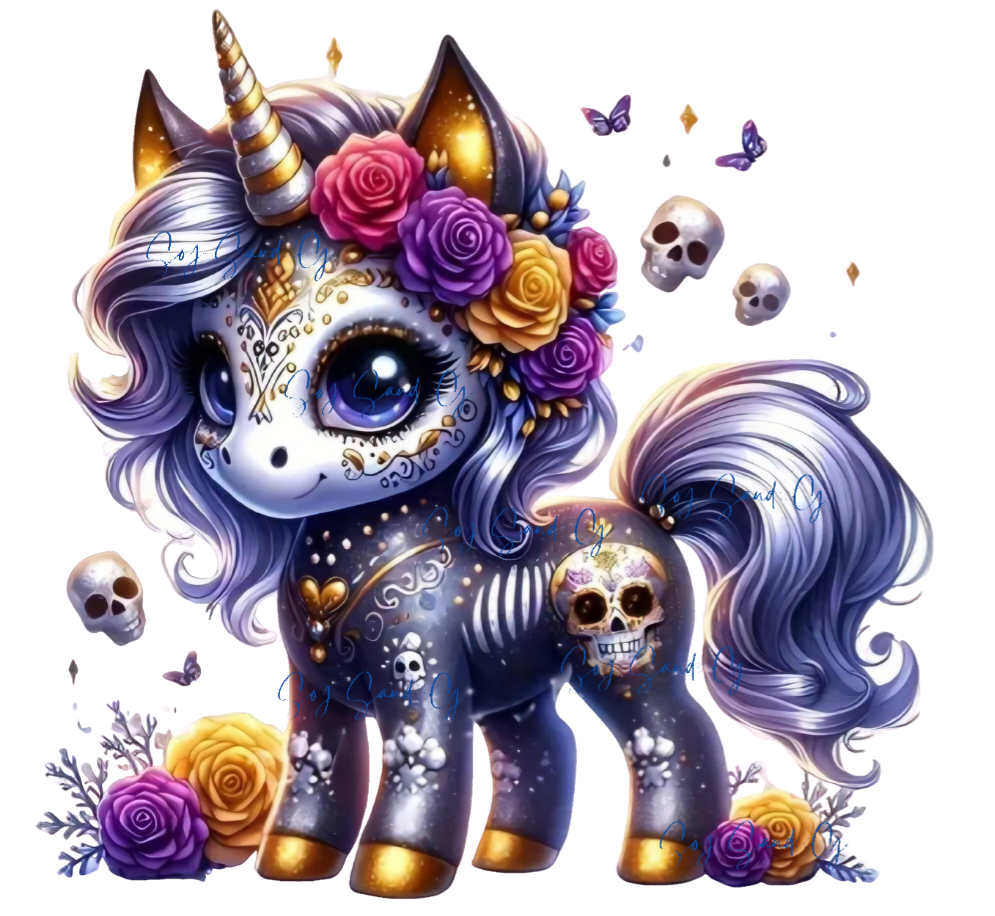 Cute Day of the Dead Unicorn - UVDTF Decal for cups/hard surfaces sticker