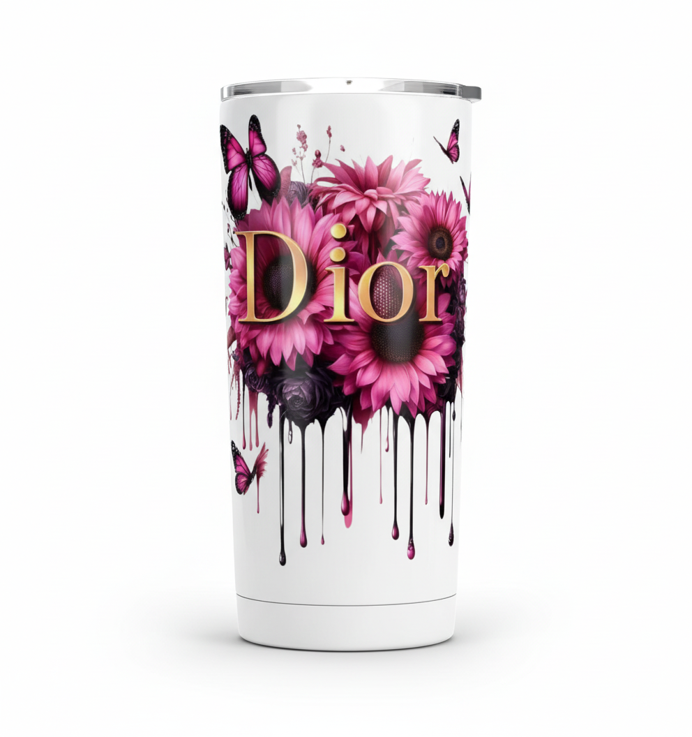Dior Pink Flowers - UVDTF Decal for cups/hard surfaces sticker