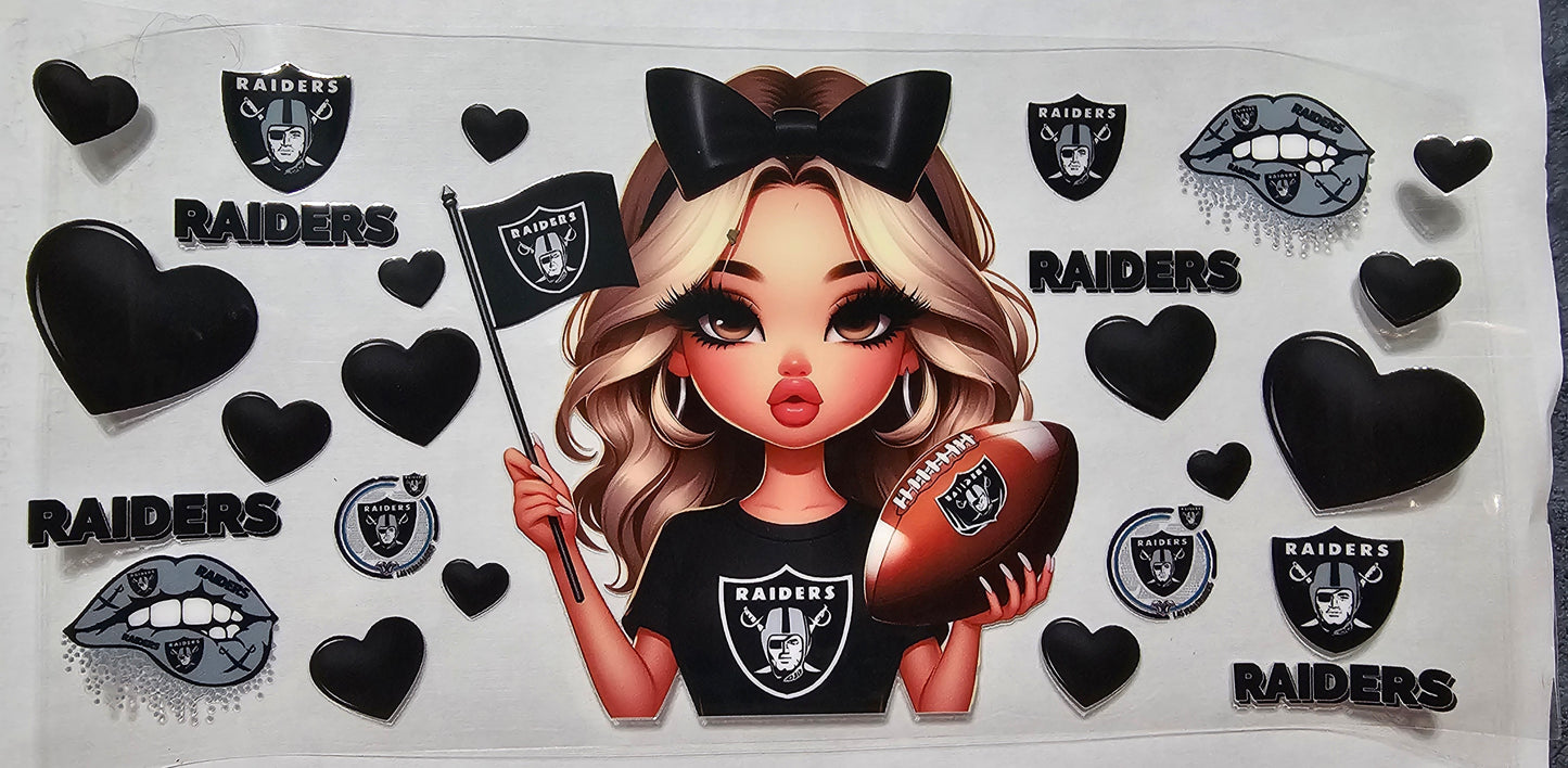 Raiders Cheerleader - UVDTF Wrap for cups/hard surfaces sticker