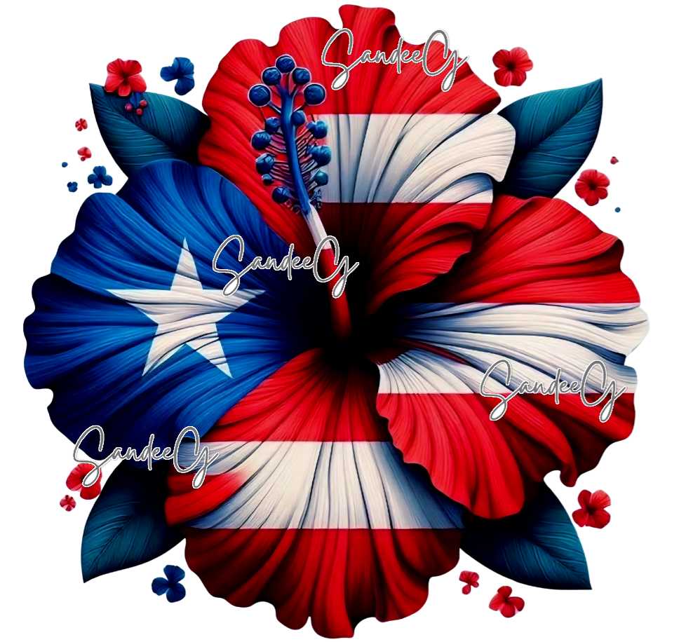 Puerto Rico Hibiscus #2 - UVDTF Decal for cups/hard surfaces sticker