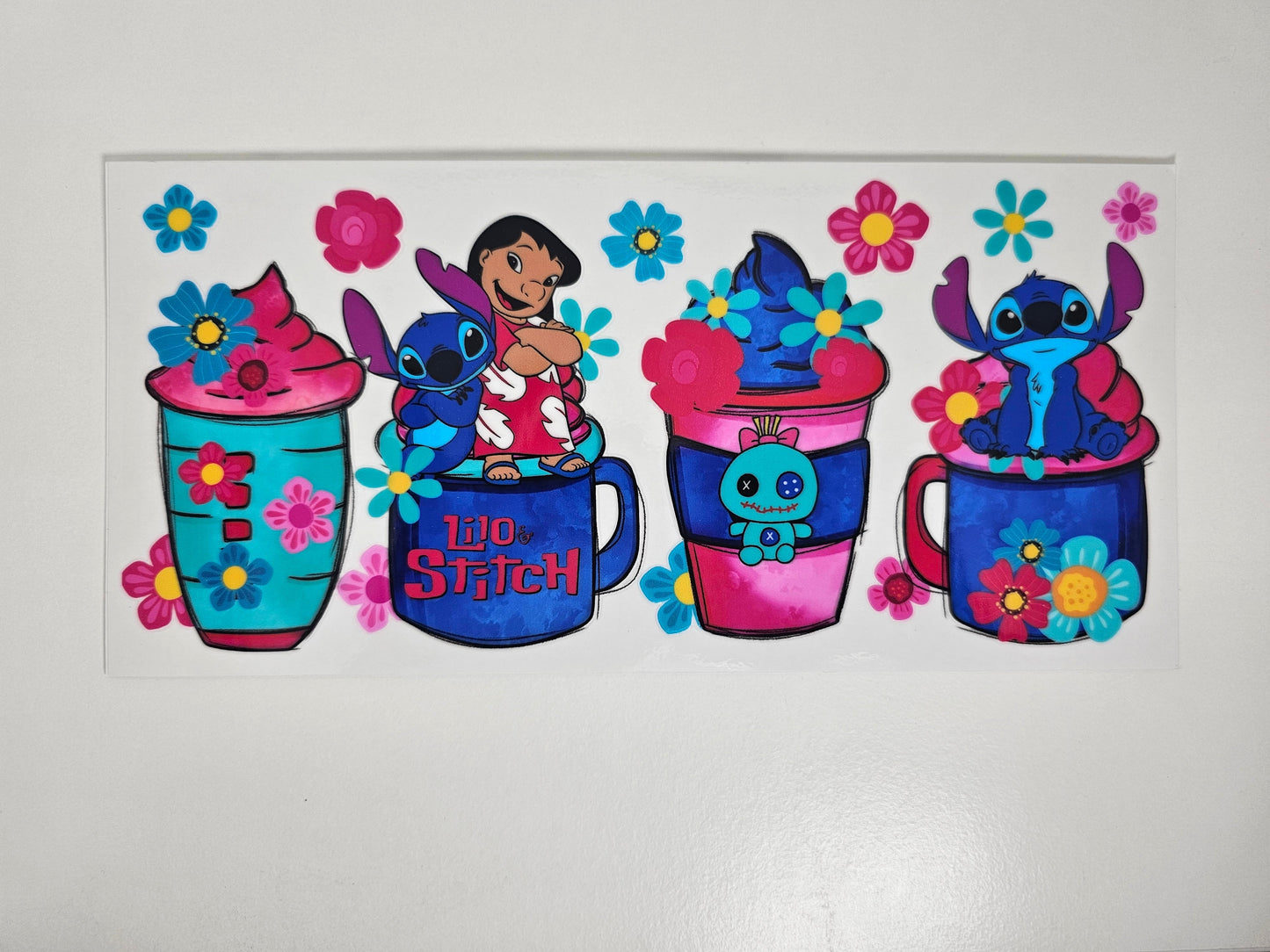 Lilo & Stitch Neon Cups - UVDTF Wrap for cups/hard surfaces sticker