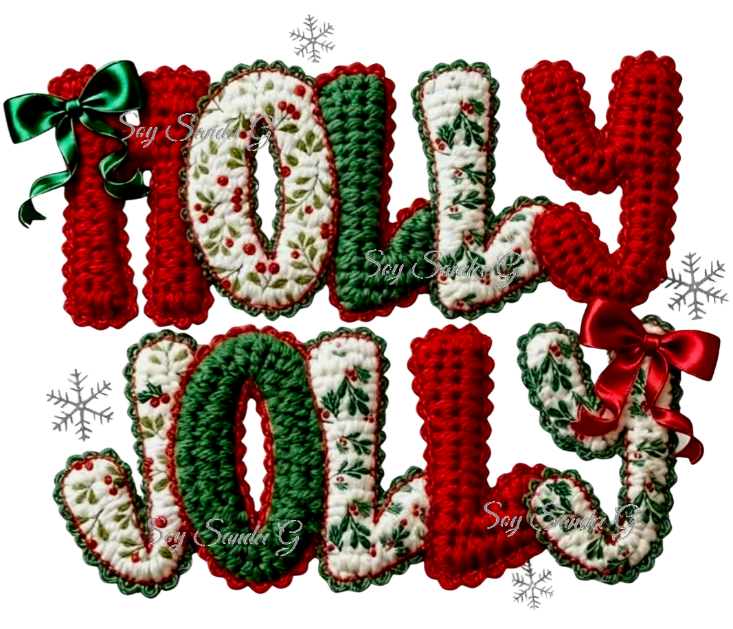 Embroidered Holly Jolly - UVDTF Decal for cups/hard surfaces sticker
