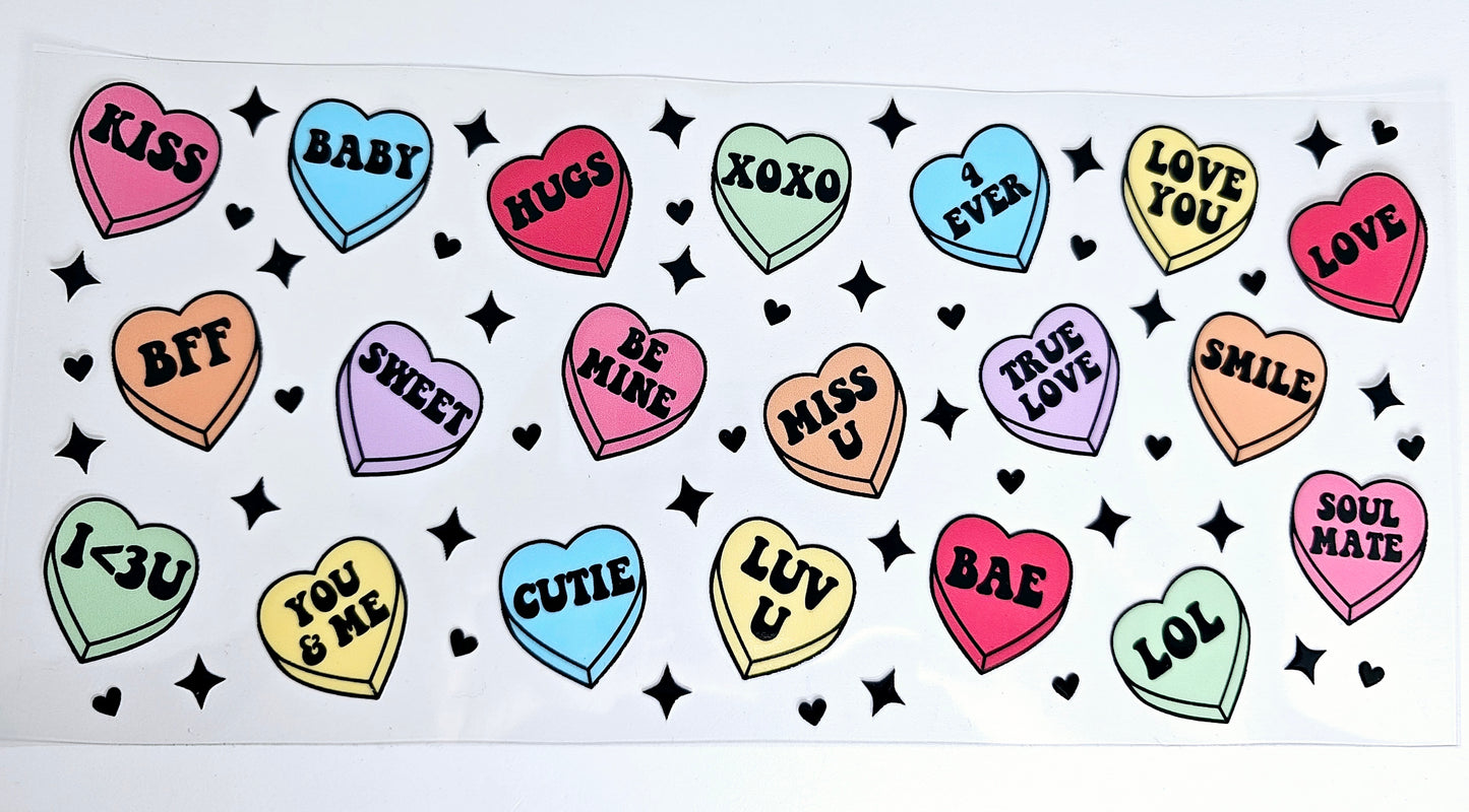 Candy Hearts - UVDTF Wrap for cups/hard surfaces sticker