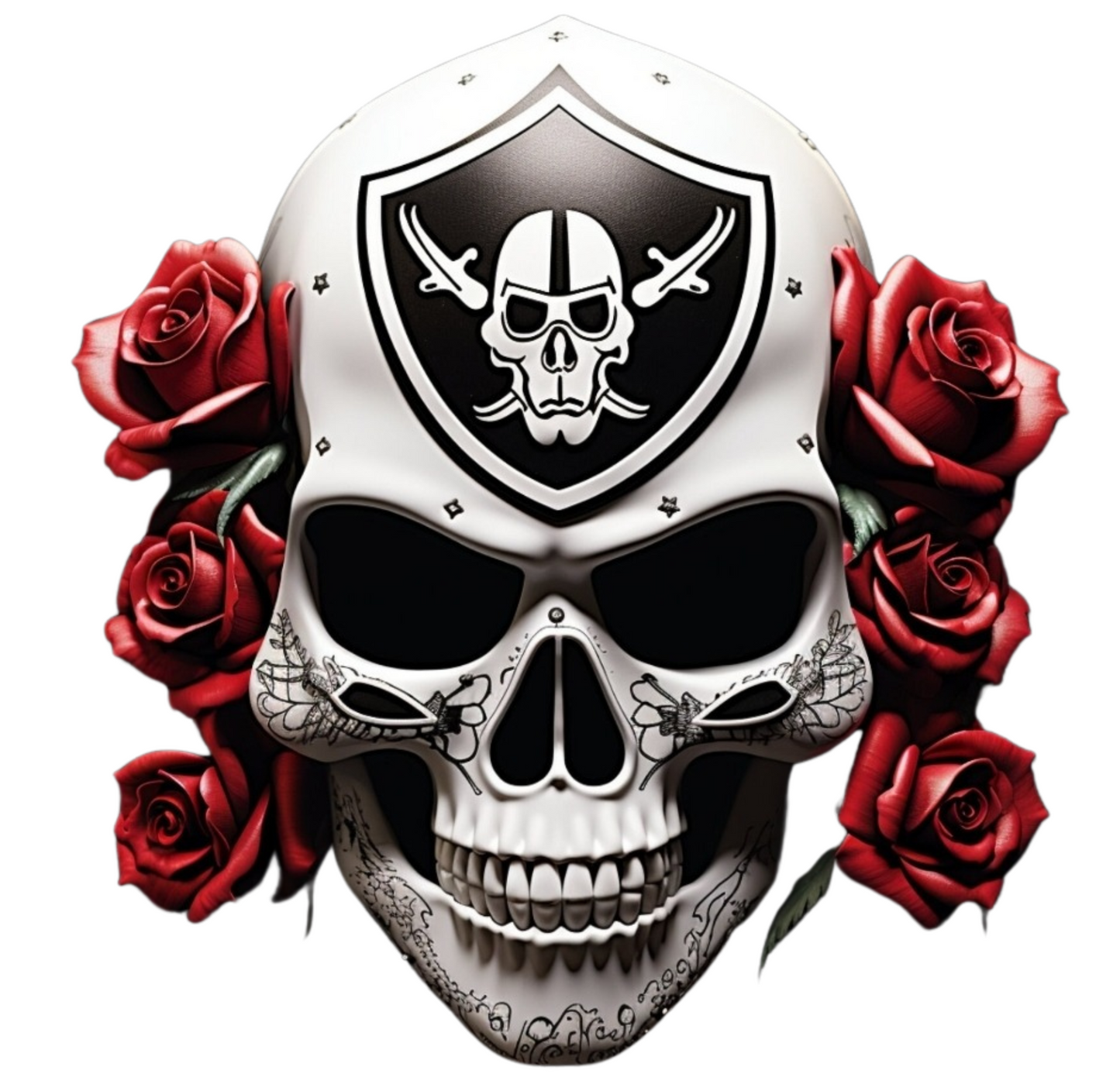 Black with Red Roses Skull - UVDTF Decal for cups/hard surfaces sticker