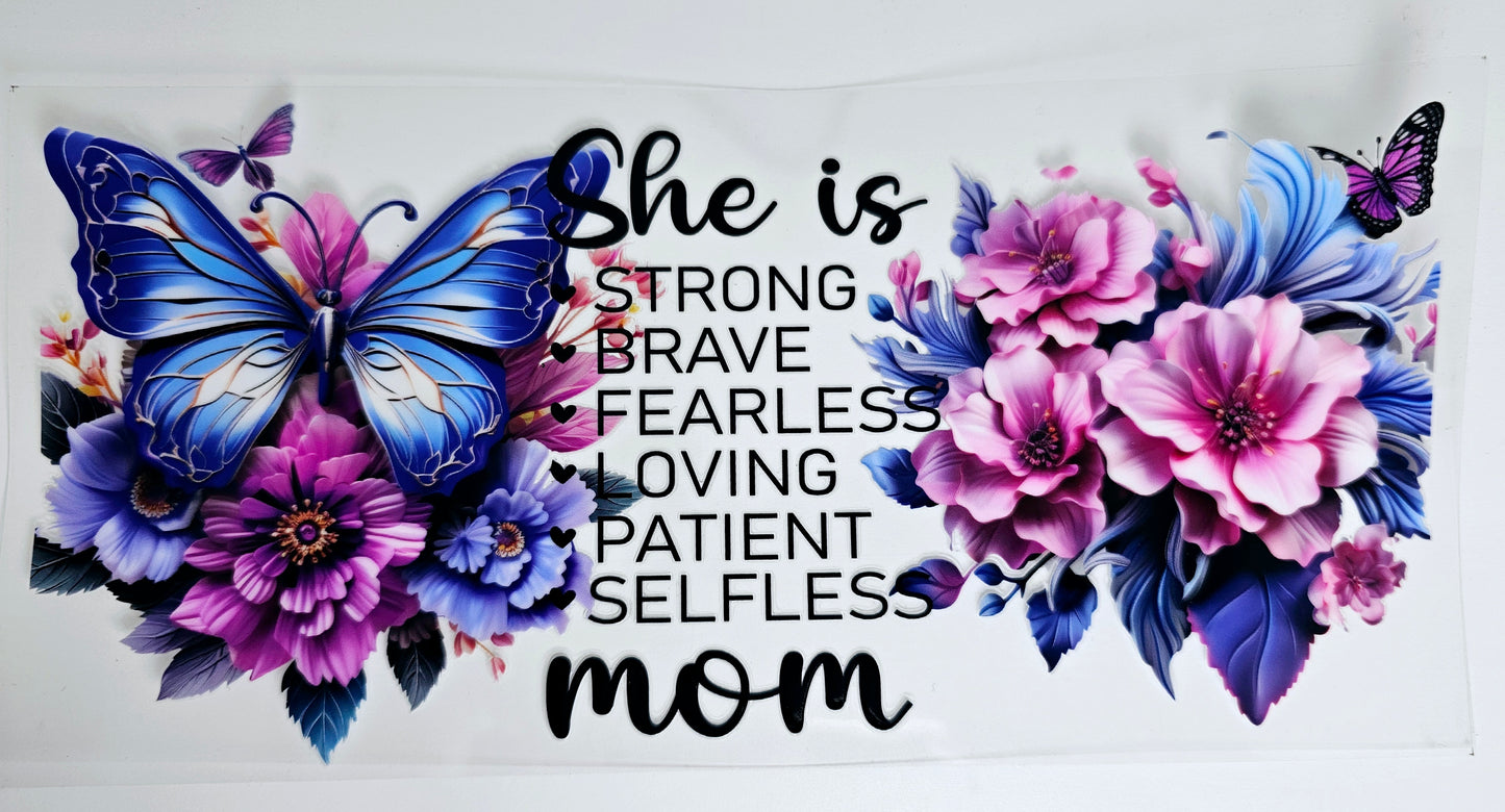 She is... Mom - Purple & Blue - UVDTF Wrap for cups/hard surfaces sticker