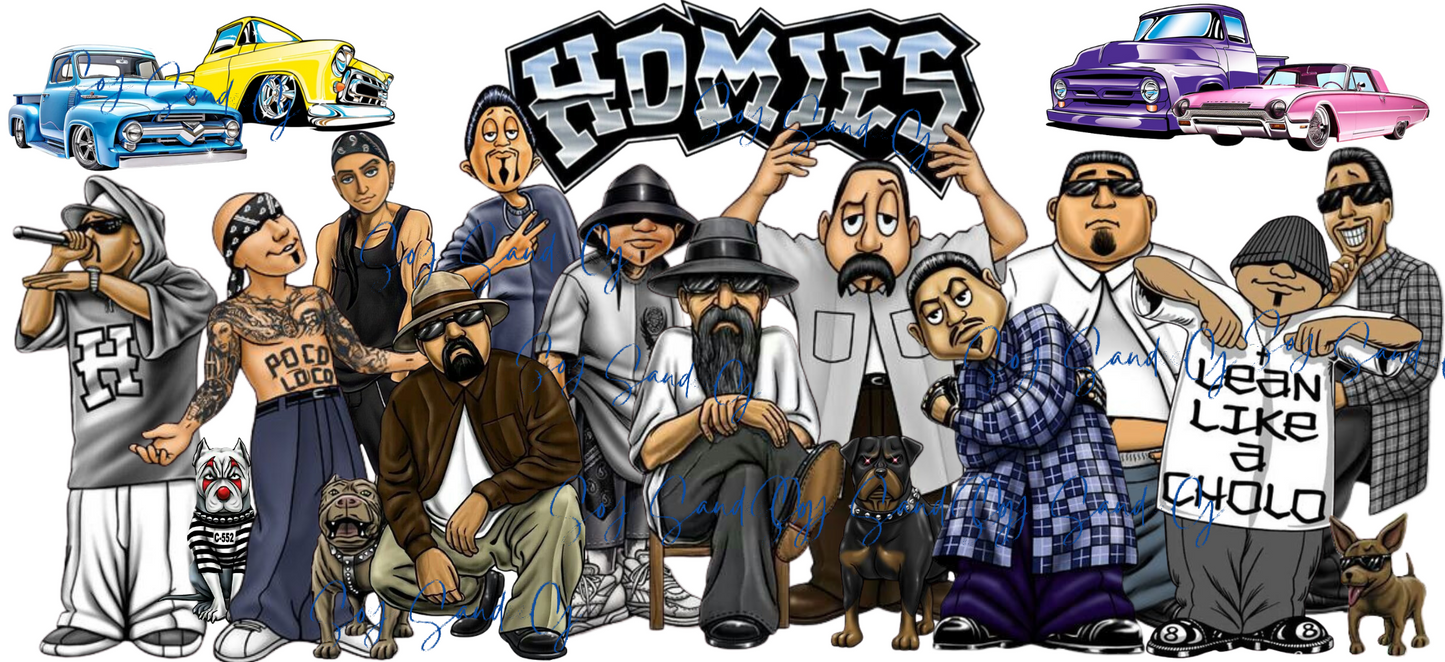 My Homies & their Cars- UVDTF wrap for cups/hard surfaces sticker