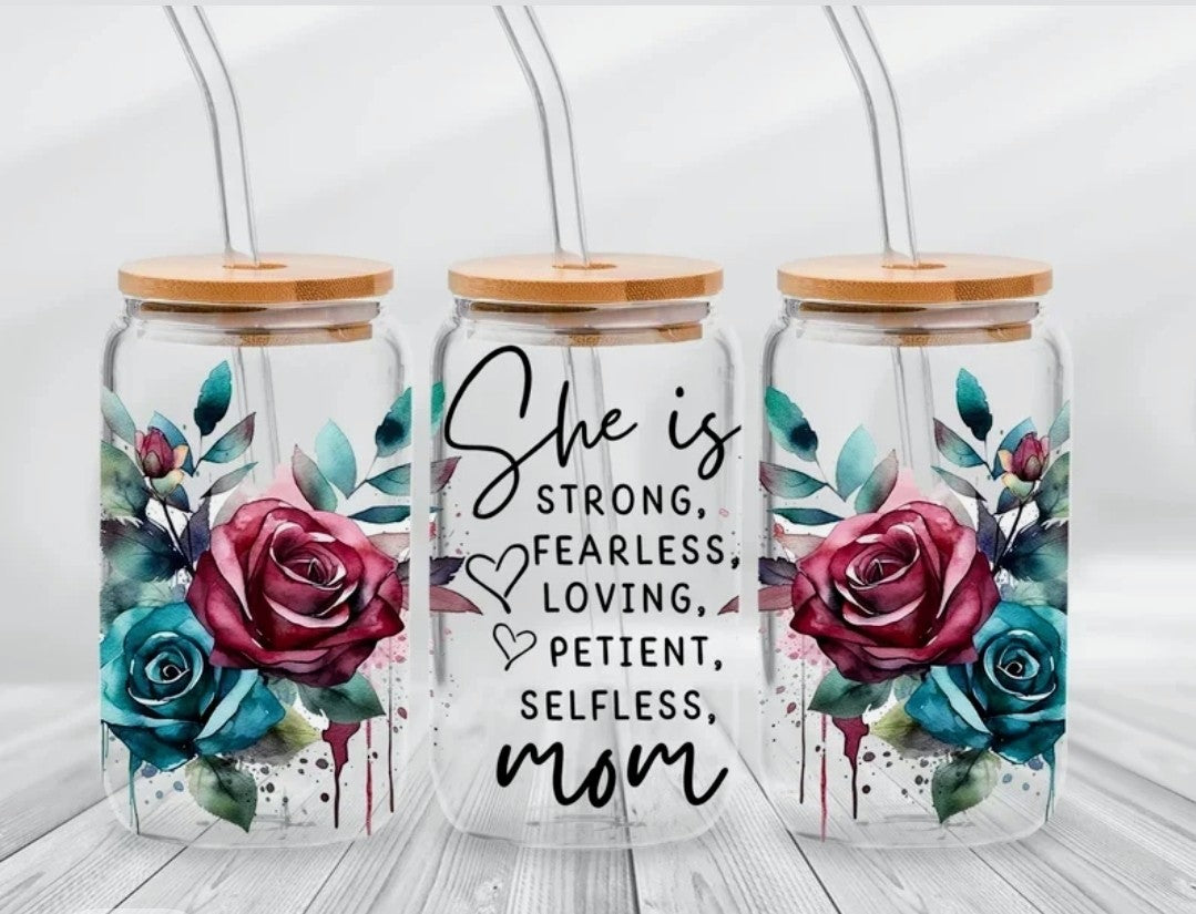 She is...Mom - Teal & Pink - UVDTF Wrap for cups/hard surfaces sticker