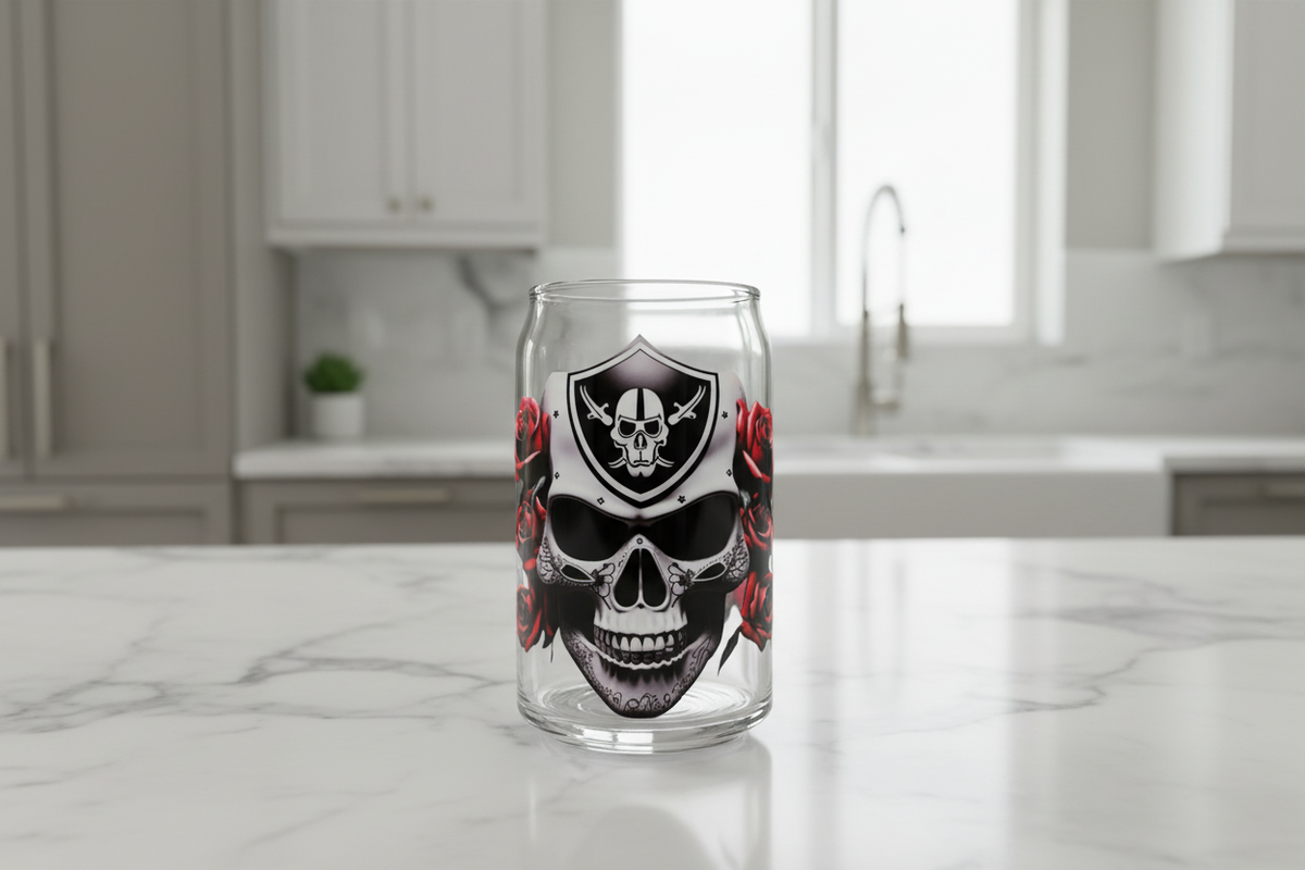 Black with Red Roses Skull - UVDTF Decal for cups/hard surfaces sticker