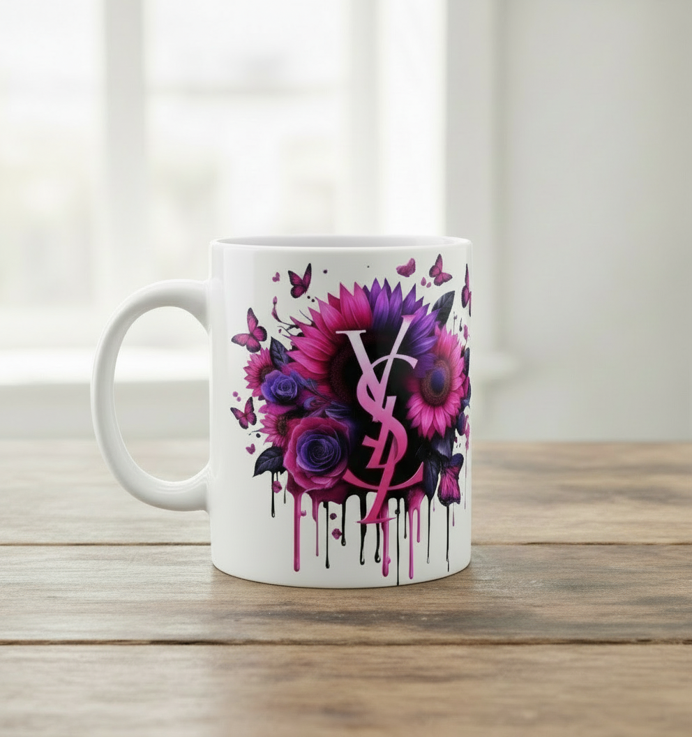 YSL Pink Flowers - UVDTF Decal for cups/hard surfaces sticker