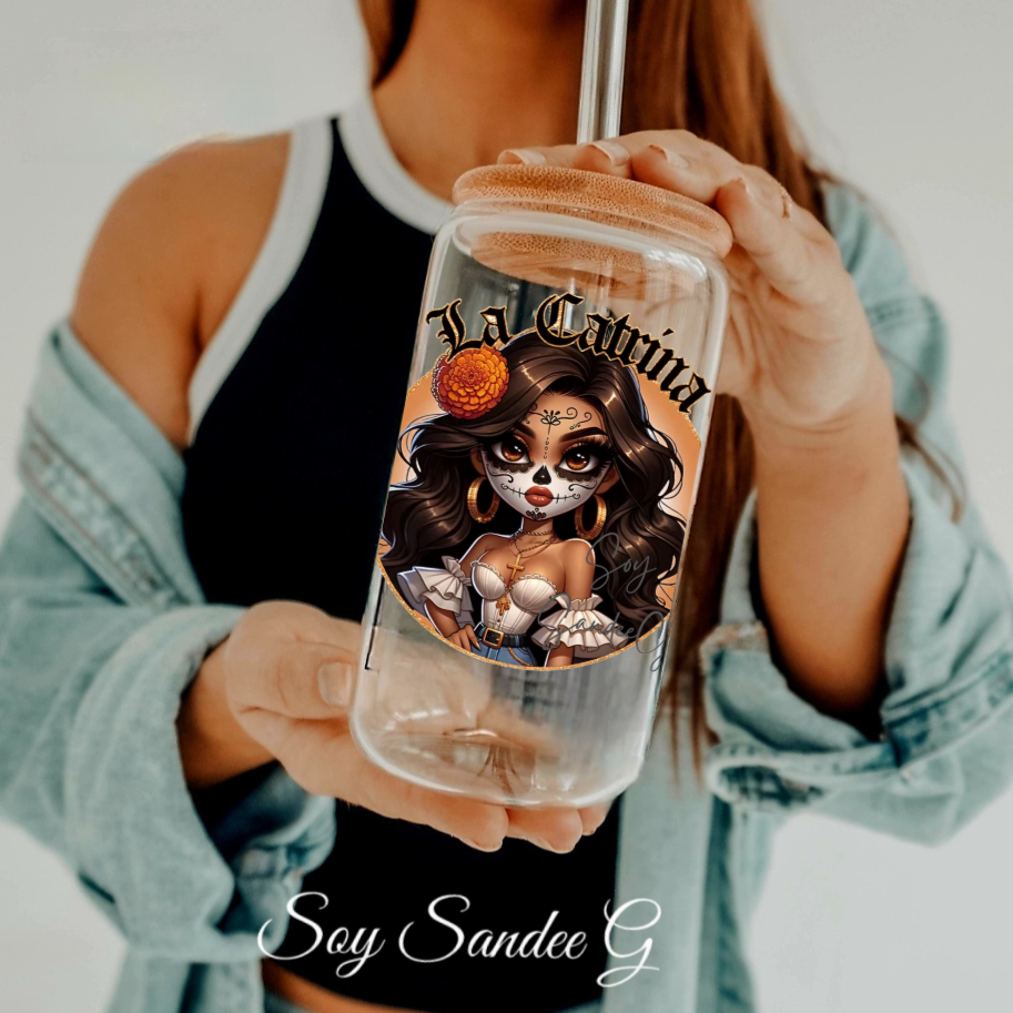 La Catrína Skully - UVDTF Wrap for cups/hard surfaces sticker