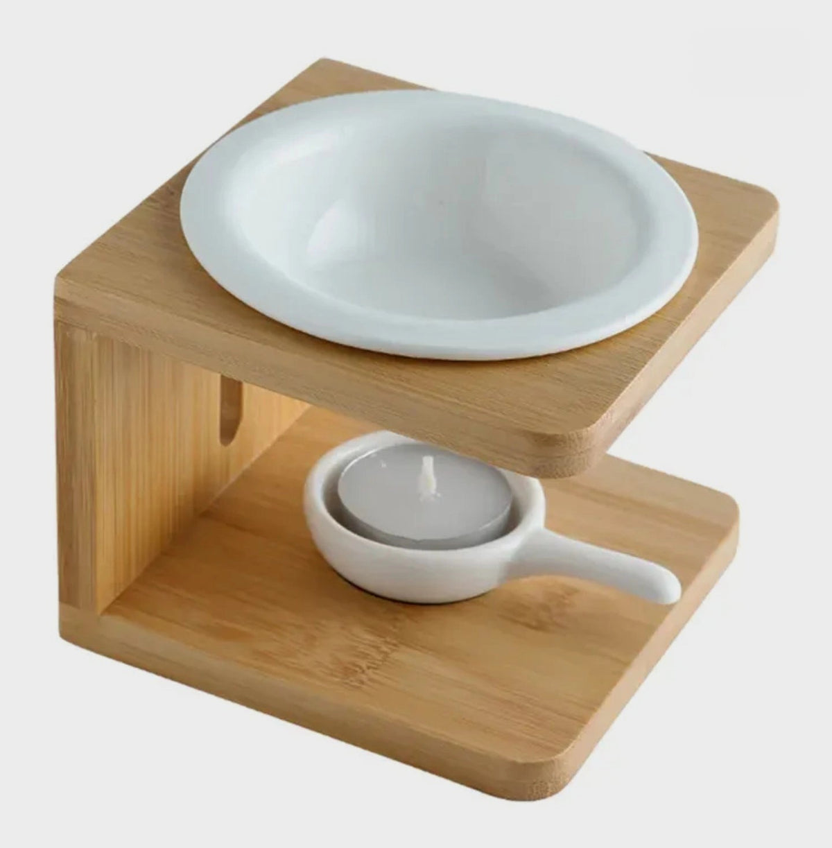 Bamboo Wood & Ceramic Tea Light Wax Melt Warmer