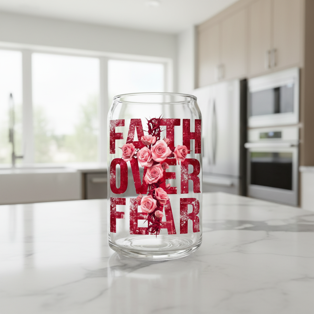 Faith Over Fear Roses - UVDTF Decal for cups/hard surfaces sticker