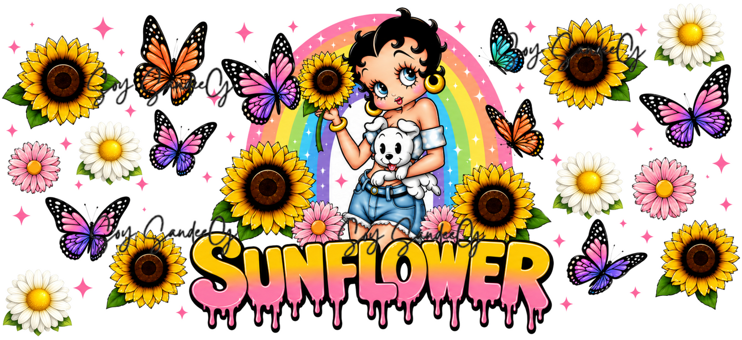 Betty Sunflower - UVDTF Wrap for cups/hard surfaces sticker