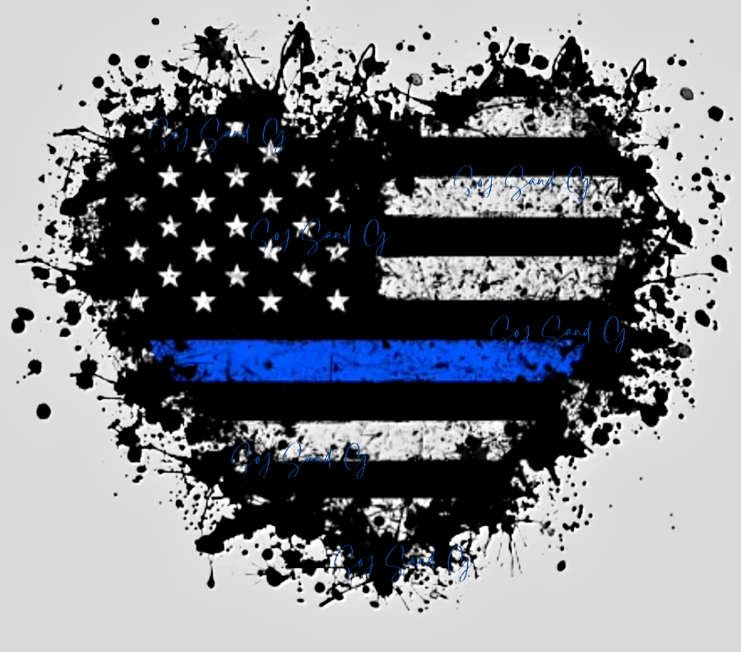 Black/White & Blue USA Heart - UVDTF Decal for cups/hard surfaces sticker