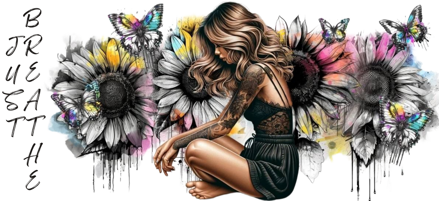 Just Breathe Sunflowers - UVDTF Wrap for cups/hard surfaces sticker