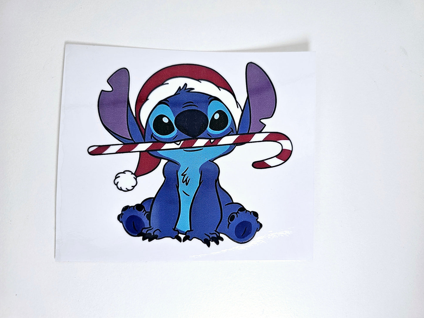 Adhesivo UVDTF con diseño de bastón de caramelo de Stitch