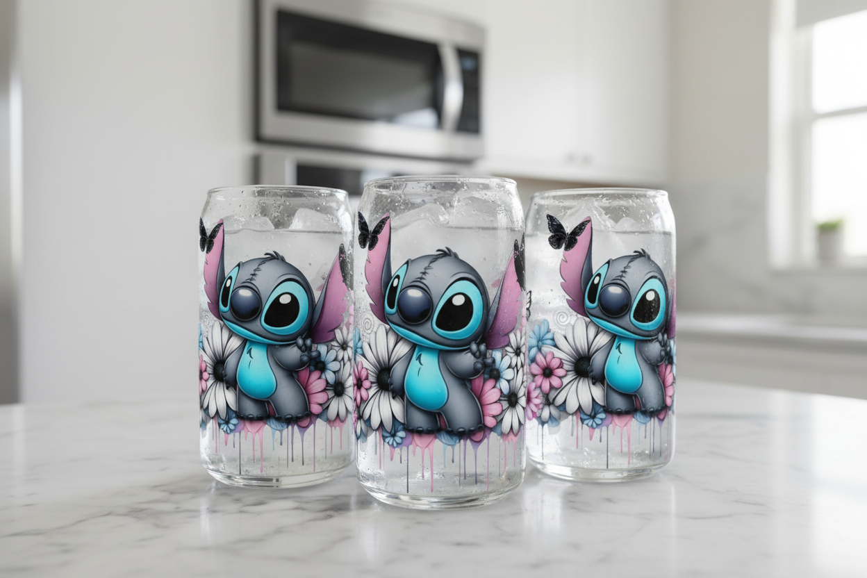 Stitch Daisies - UVDTF Wrap for cups/hard surfaces sticker