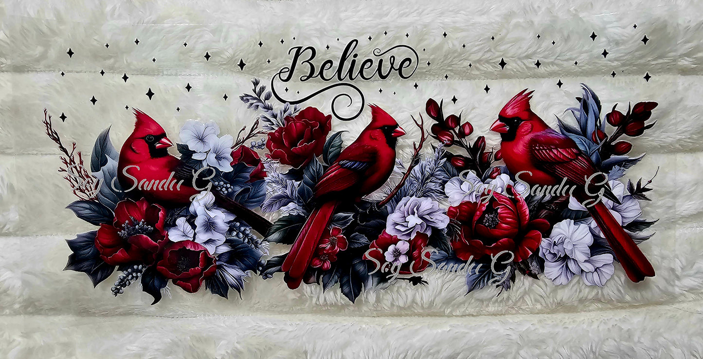 Believe Cardinal - UVDTF Wrap for cups/hard surfaces sticker