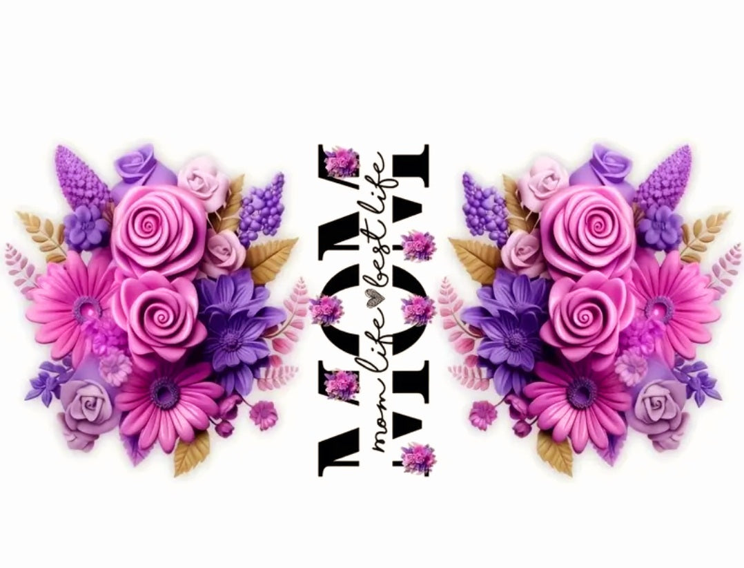 Mom Purple & Pink Rose - UVDTF Wrap for cups/hard surfaces sticker